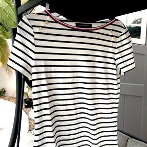 NEW TOMMY HILFIGER Ivory & Sky Captain Stripe top